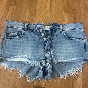 Blue Denim Distressed Women Shorts